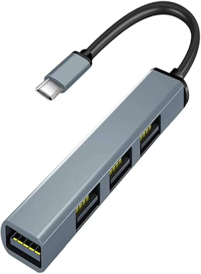 High-Speed Portable Mini 4-in-1 Multi-Port USB C Hub, Type C to USB Adapter with 1 USB 3.0 and 3 USB 2.0 Ports for Mac Book Pro, Mini/Air XPS, Galaxy Note 10, S9, S10, S20, S21 Ultra and More